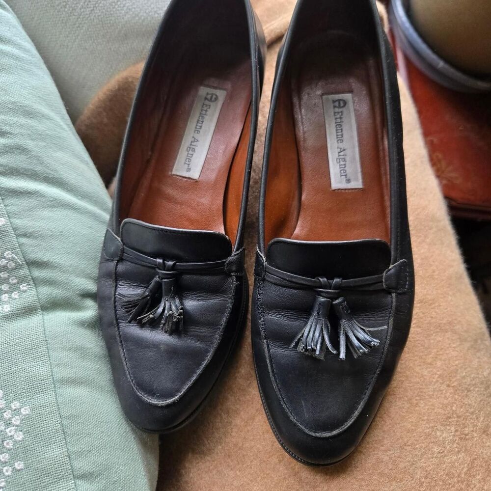 Etienne Aigner Women's Black Leather Loafers